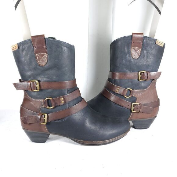 PIKOLINOS Women's Brujas EU38 US7-7,5 Black Leather Buckle Strappy Ankle Boots - Picture 8 of 13